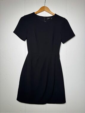 Club Monaco Black Short-Sleeve Fit-and-Flare Dress
